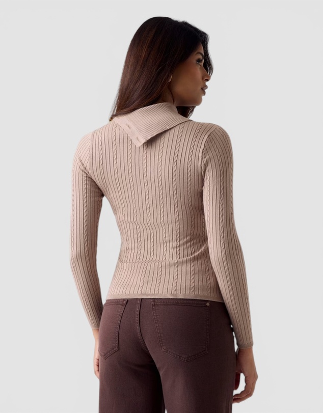 GUESS - Eco Priscilla T-Neck Cable Rib Sweater