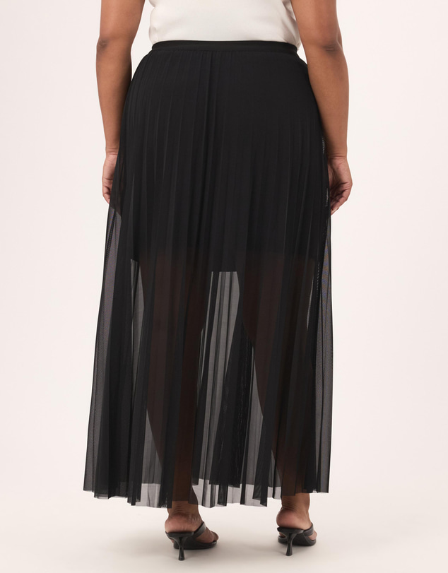 Atmos&Here Curvy - Bella Pleated Mesh Maxi Skirt