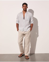 Sportscraft - Marco Long Sleeve Linen Stripe Shirt