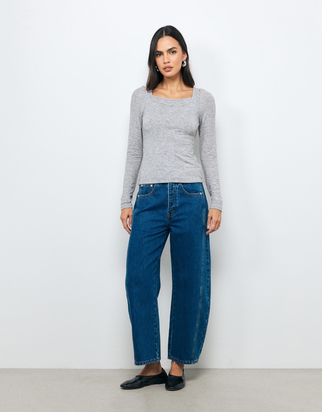 AERE - Mid Rise Barrel Leg Jeans