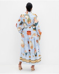 City Chic - Plus size Stella Beauty Print Maxi Dress - baby blue