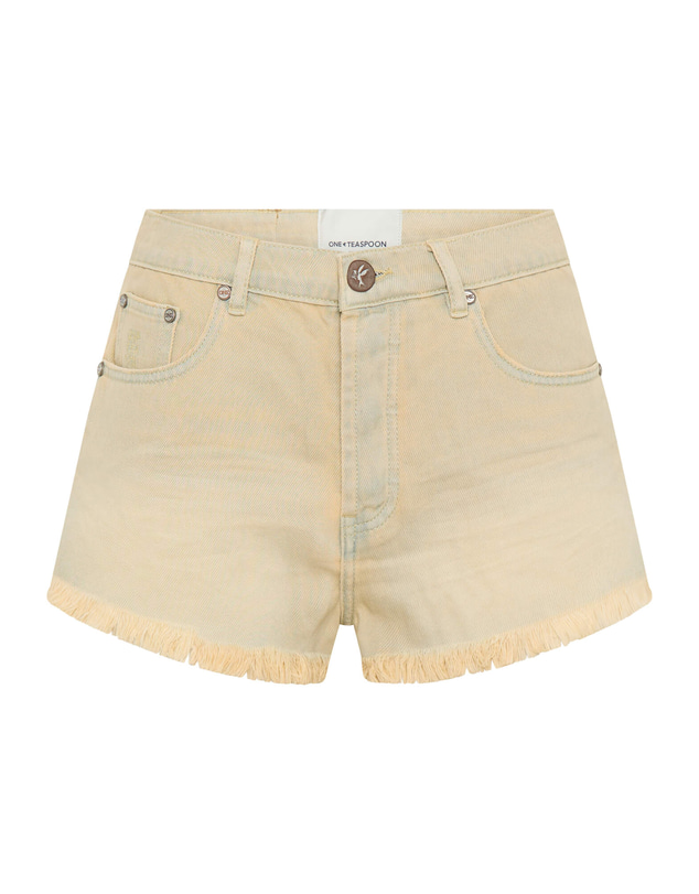 ONE TEASPOON - Outlaws Low Waist Mid Length Denim Shorts - Sunkissed Cream