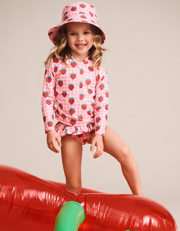 Huxbaby - 2-Piece Strawberry Check Swim Set - Babies-Teens