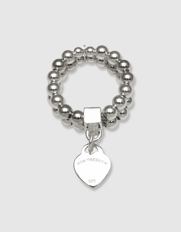 Von Treskow - 2-strand Stretchy Ring With VT Flat Heart