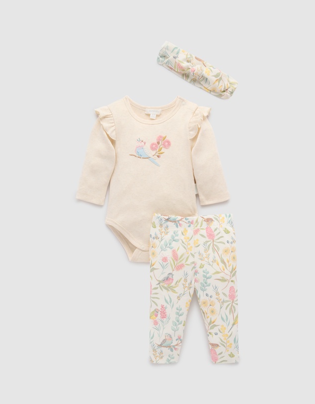 Purebaby - Australiana 3 Piece Gift Pack w Headband