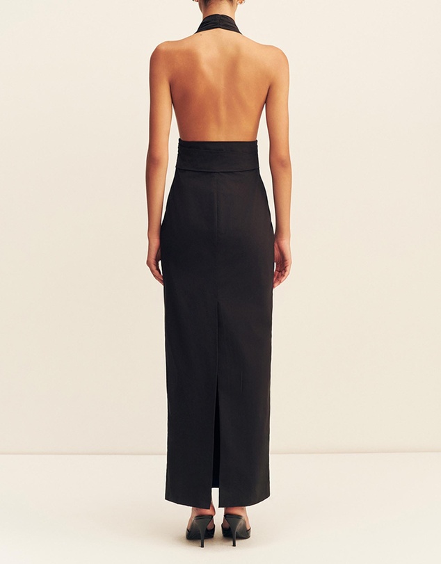 Shona Joy - Campbell Halter Plunged Maxi Dress