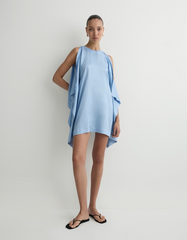 BONDI BORN - Como Waterfall Mini Dress - Sky Blue