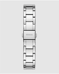 GUESS - Silver-Tone 30mm White Dial with Crystal Bezel Women's Watch