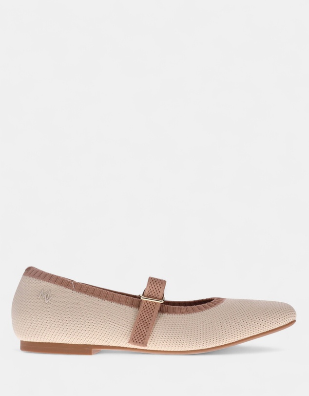 Mia Vita - Violet Mary-Jane Flats - Almond