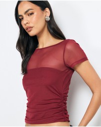 AERE - Bandeau Lined Mesh Tee