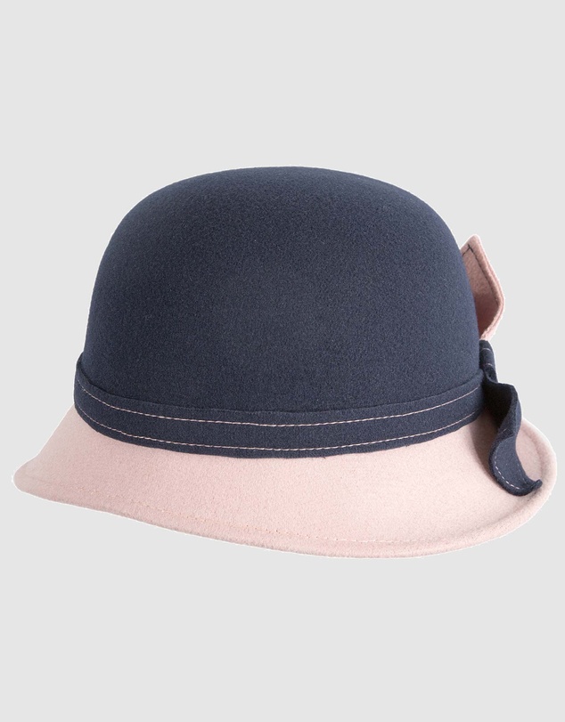 Max Alexander - Winter Felt Navy/Pink Cloche Hat