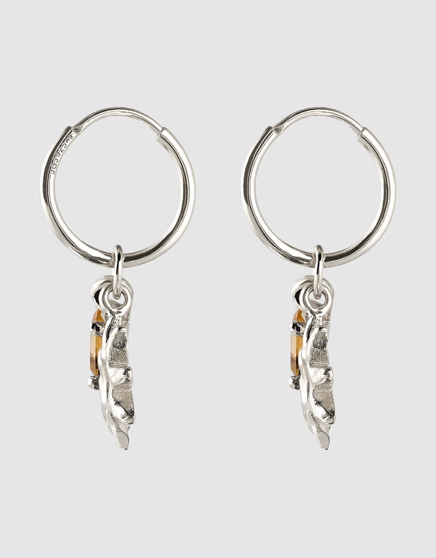 Elli Jewelry - Citrine Sun Charm Hoop Earrings in 925 Silver
