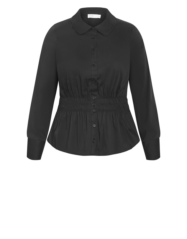City Chic - Plus size Shirred Waist Shirt - black