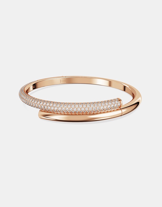 Swarovski - Dextera Bangle, Magnetic Closure, White, 18K Rose Gold Finish