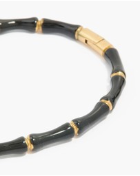 Lovisa - Waterproof Gold Plated Stainless Steel Black Enamel Bamboo Bangle
