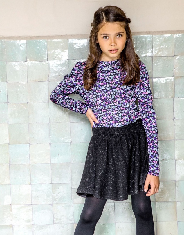 B.Nosy - Long Sleeve Floral Dress with Glitter Skirt - Kids-Teens