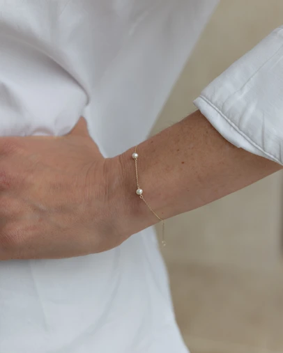 Luna Rae - Solid Gold - Pearl Bracelet