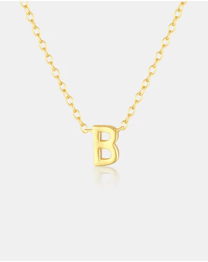 The Silver Collective - Petite A-Z Letter Necklace - B