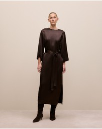 Trenery - Satin Belted Column Dress in Coffee Bean
