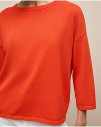 Trenery - Cotton Silk Crew Knit in Fiesta Red