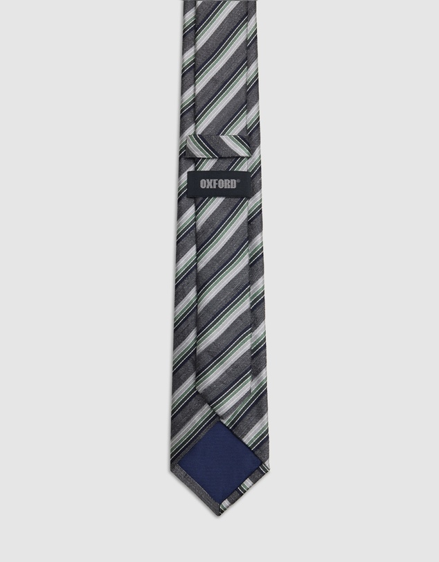 Oxford - Evan Stripe Silk/Linen 7Cm Tie