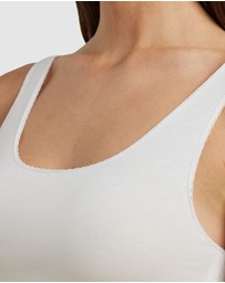 Lauren by Ralph Lauren - Cotton & Lace Scoop Neck Tank Top