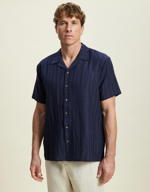 AERE - Linen Rayon Camp Collar Shirt