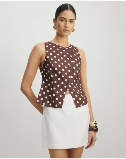 AERE - Tessa Linen Asymmetric Crew Vest