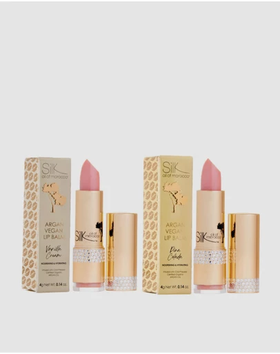 Silk Oil of Morocco - Argan Lip Balm - Mixed Duos Vanilla Cream - Pina Colada - Value Packs