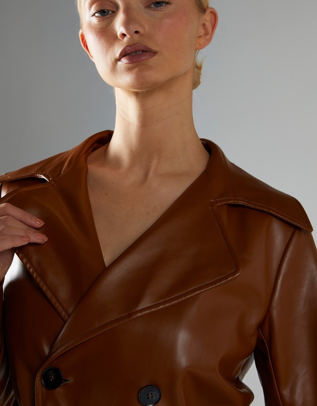 Glamorous - Short belted PU Trench Jacket