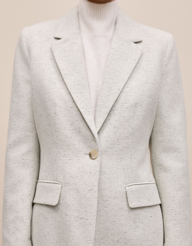 Trenery - Italian Wool Blend Single Breasted Blazer in Light Grey Marle