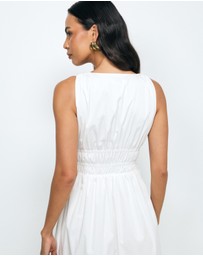 AERE - Indie Cotton Tie Front Midi Dress