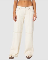 EDIKTED - Contrast Stitch Low Rise Jeans