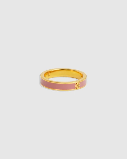 By Charlotte - Born to Bloom Enamel Ring - Pink Clay