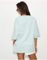 Dazie - Nostalgia Stripe Oversized Boyfriend Tee