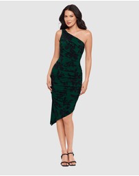 Miraclesuit Shapewear - Petalos Print Jeni Midi One Shoulder Asymmetric Shaping Dress