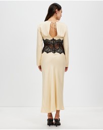 Third Form - Visions Lace Trim LS Maxi Dress