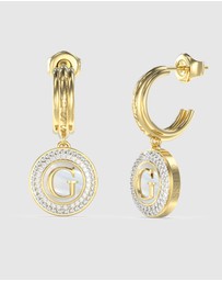 GUESS - Pearly G Coin Hoop Earrings