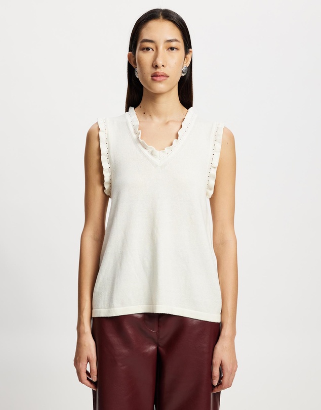 Lindsay Nicholas New York - Frill V-Neck Shell Top