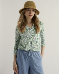 Seasalt - Seasalt Cornwall Green Kellow 3/4 Sleeve Jersey Top