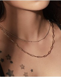 Wanderlust + Co - Beaded Chain Gold Necklace