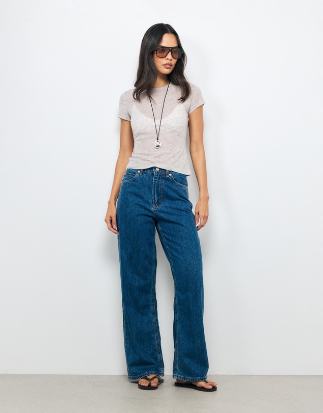 AERE - High Rise Straight Leg Jeans