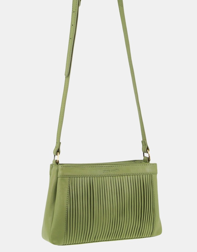 Pierre Cardin - Pierre Cardin Leather Pleated Design Crossbody Bag