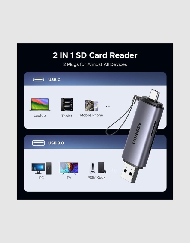 Ugreen - UGREEN USB-C SD MicroSD Card Reader 5Gbps