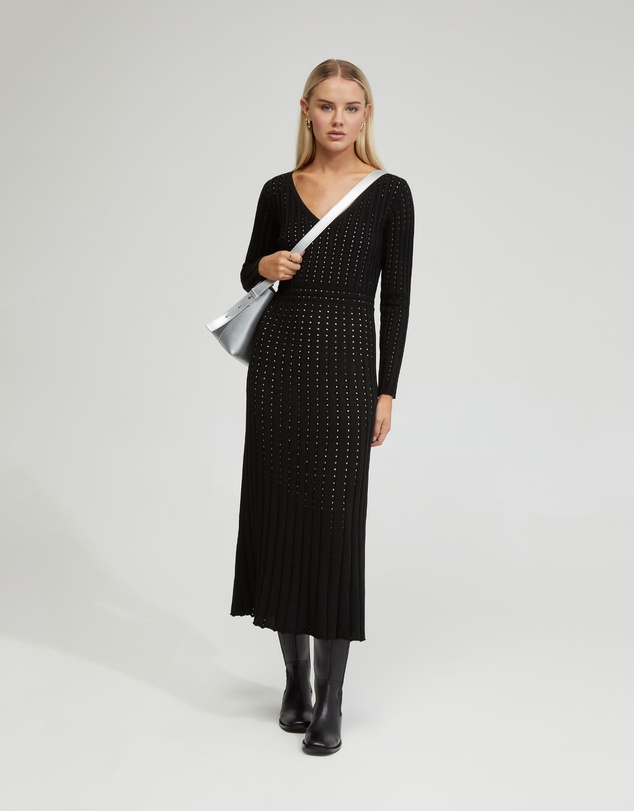 Oxford - Keiko Knitted Dress With Slip In Nude