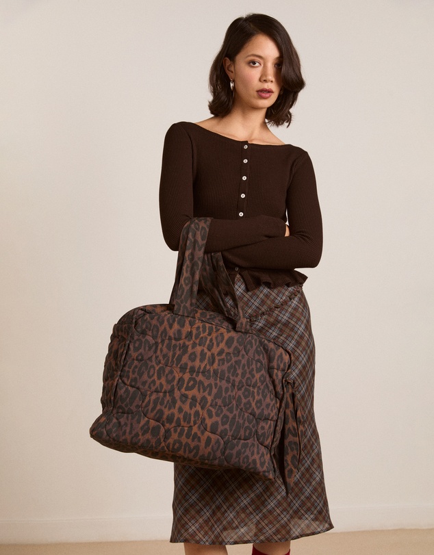 Damson Madder - Dark Leopard Quilted Tote Bag