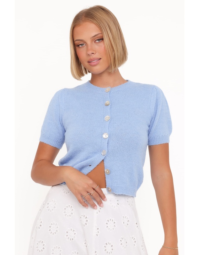 Petal & Pup - Zena Puff Sleeve Cardigan - Cornflower Blue
