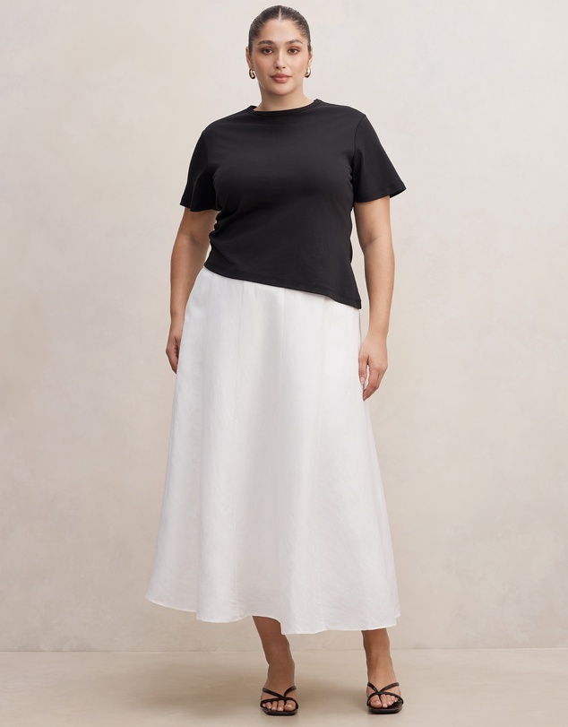 Forever New Curve - Georgina Curve Linen Blend Midi Skirt