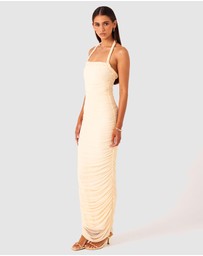 SNDYS - Gianna Ruched Halterneck Maxi Dress