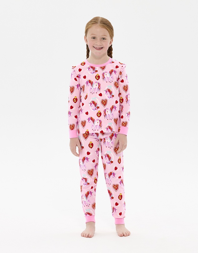 Rock Your Kid - Unicorn Hearts Frill Long Sleeve Alice Sleep Set